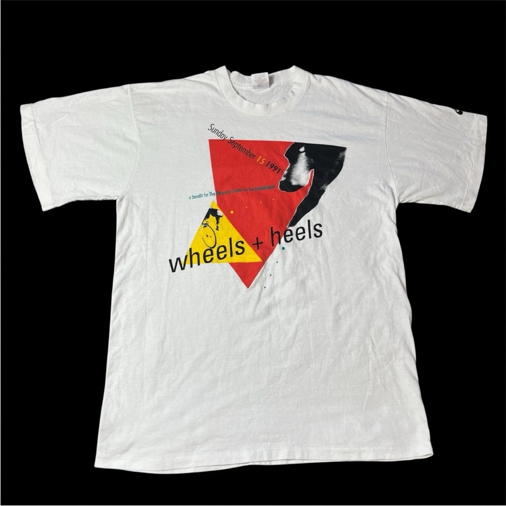 Vintage 1991 Nike Wheels Heels Benefit White T Shirt